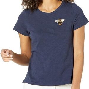 Joules Navy Blue Short Sleeve Tee with Bee Embroidery